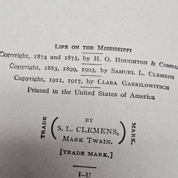 Vintage 20s 1917 Life on the Mississippi Mark Twain Hardcover Book Rare Gift - Picture 6 of 10